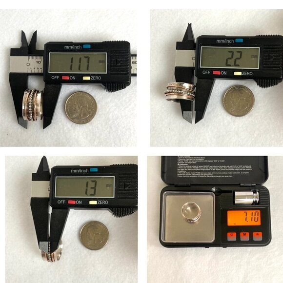 Sterling Silver 925 Copper Wide Spinner Curved Comfort Fit Band Ring Sz 7.25 - Picture 10 of 16